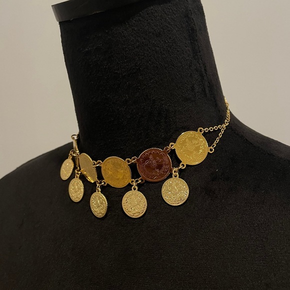 Turkish Lira Coin Choker Necklace - Picture 4 of 4
